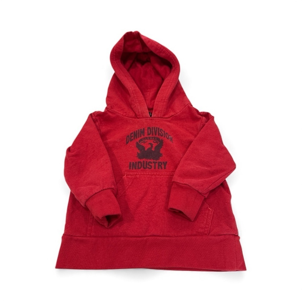 Red “Denim Division Industry” Toddler Hoodie – 12M Diesel
